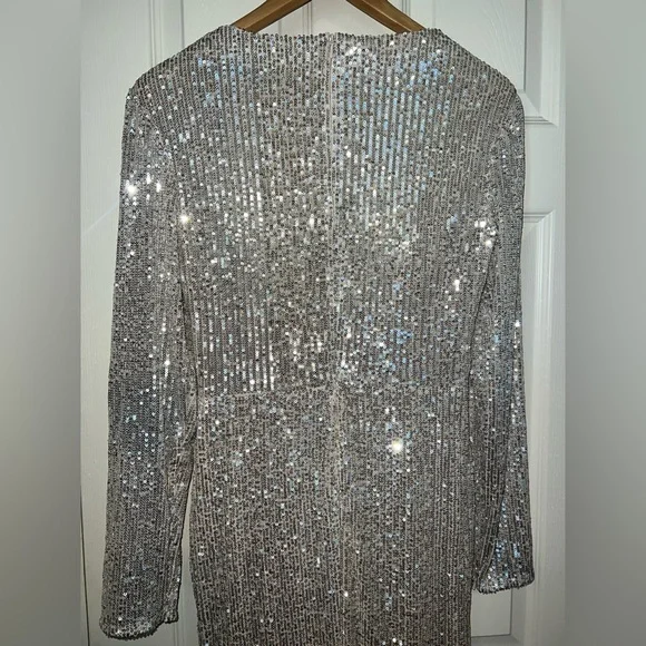 👗 NWT! Mac Duggal Sequin Knotted Hi Low  Dress - Picture 7 of 11